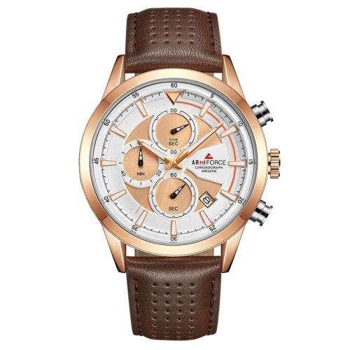 *LOWEST SHIPPING* Armiforce Brown Mens Leather Watch With Watch Box