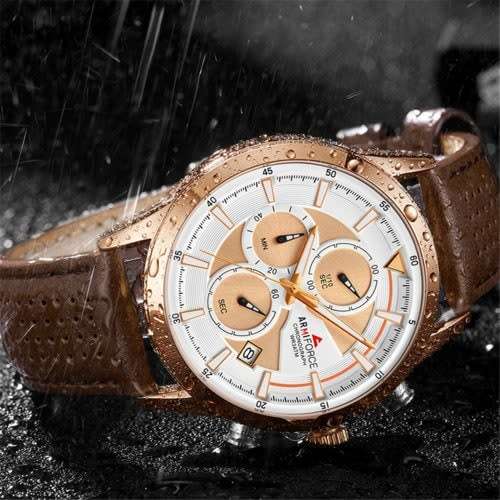 *LOWEST SHIPPING* Armiforce Brown Mens Leather Watch With Watch Box