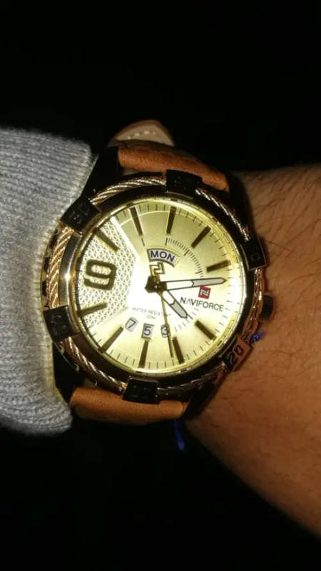 **LOWEST SHIPPING** NAVIFORCE 9117 GENUINE LEATHER WATCH - GOLD