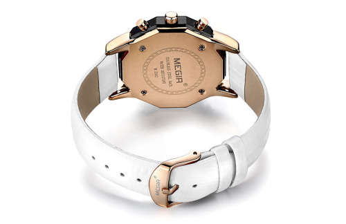 **LOW SHIPPING** MEGIR 2042 WOMENS CHRONOGRAPH LEATHER WATCH WITH WATCH BOX