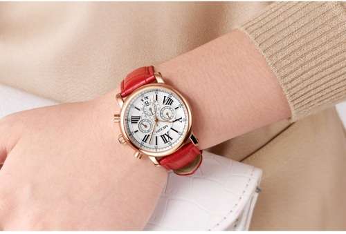 **LOWEST SHIPPING** MEGIR WOMENS CHRONOGRAPH LEATHER WATCH WITH WATCH BOX