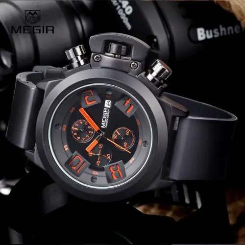 **LOWEST SHIPPING** MEGIR Men's Casual Quartz 3D Engraved Dial Watch
