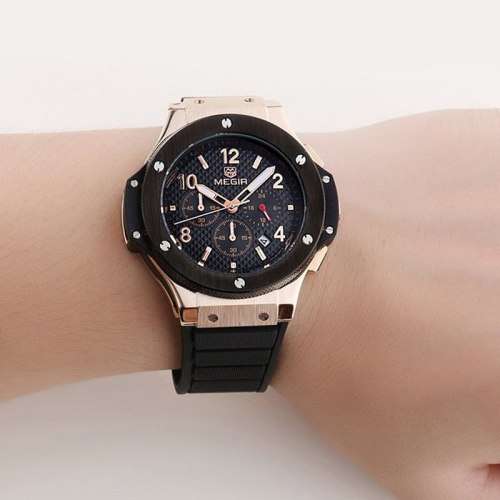 **LOWEST SHIPPING** MEGIR 3002 CHRONOGRAPH MENS BUSINESS WATCH