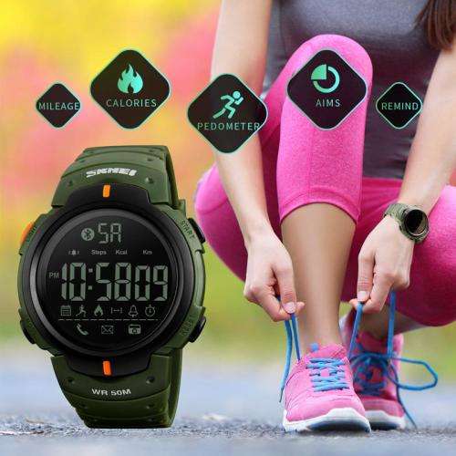 SKMEI BLACK DIGITAL BLUETOOTH SPORTS WATCH - SUPPORTS ANDROID + IOS