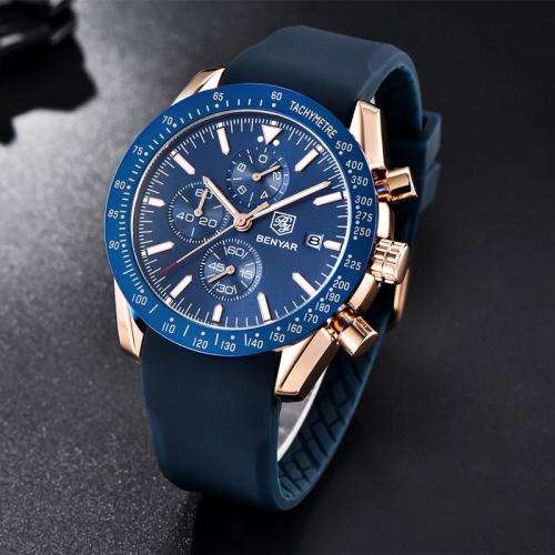 BENYAR BLUE FULLY FUNCTIONAL CHRONOGRAPH WATCH WITH SILICONE STRAP