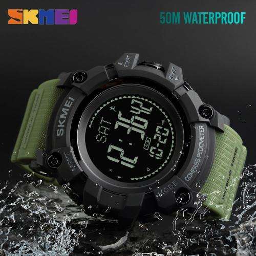 SKMEI Mens Pedometer Compass Multifunctional Watch - Black