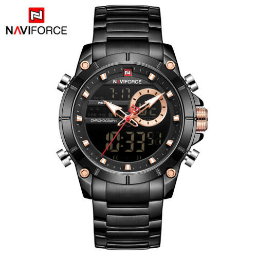 NAVIFORCE 9163 MENS BLACK DIGITAL CHRONOGRAPH WATCH