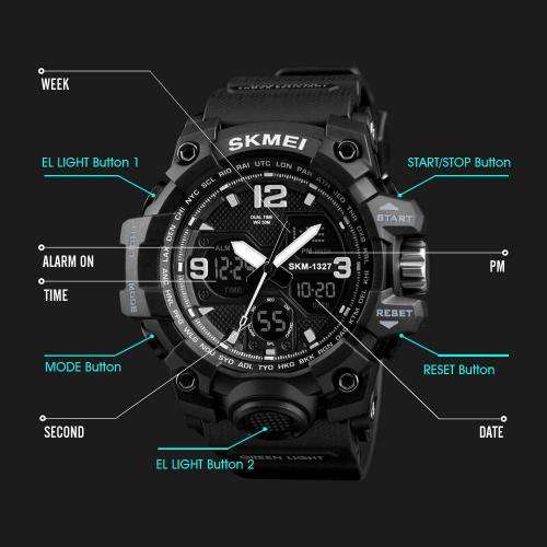 SKMEI MENS SPORT MULTIFUNCTIONAL 50M WATERPROOF WATCH - VARIOUS COLOURS AVAILABLE