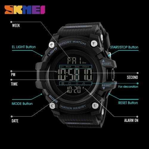 SKMEI 1384 MENS OUTDOOR 50M LED DIGITAL WATCH - VARIOUS COLOURS AVAILABLE