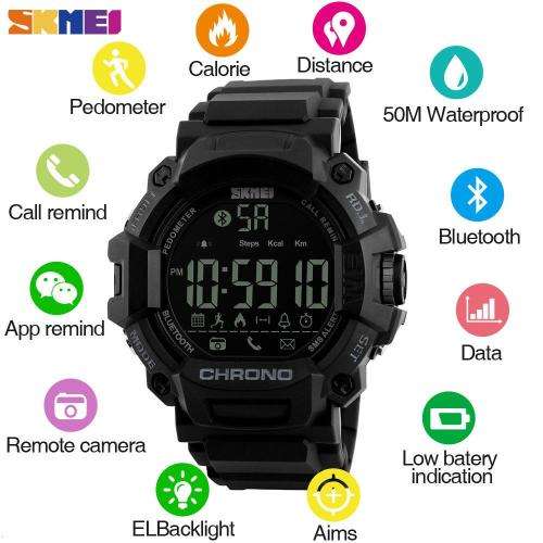 SKMEI MENS BLUETOOTH REMOTE CAMERA MULTIFUNCTIONAL SMART WATCH (SUPPORTS IOS AND ANDROID)