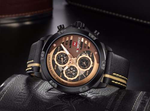 NAVIFORCE 9110M FULLY FUNCTIONAL GENUINE LEATHER MENS WATCH