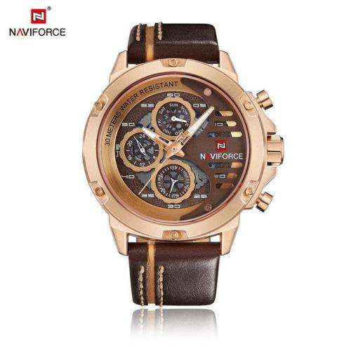 NAVIFORCE 9110M FULLY FUNCTIONAL GENUINE LEATHER MENS WATCH