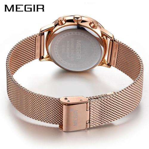 Megir 2011L Fully Functional Womens Chronograph Watch - Rose Gold