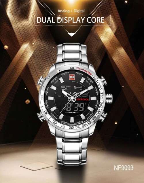 Naviforce 9093 Mens Analog/Digital Watch - Silver