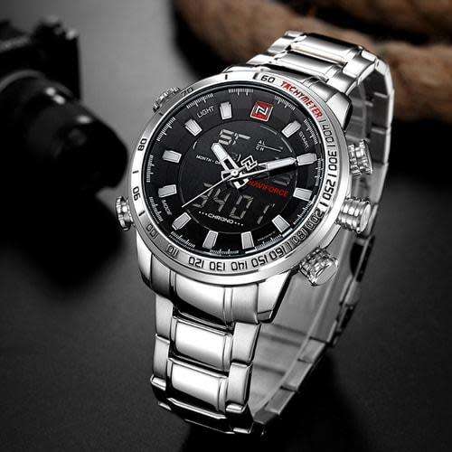 Naviforce 9093 Mens Analog/Digital Watch - Silver
