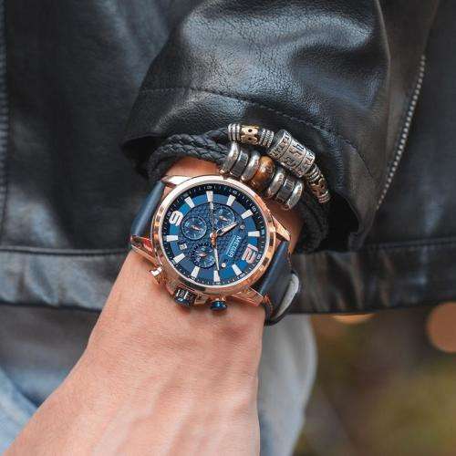 MEGIR ML2156G MENS GENUINE LEATHER CHRONOGRAPH WATCH (ALL DIALS WORK)