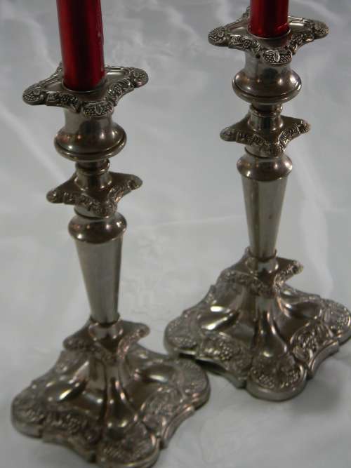 Stunning George V Pair of Silver Plated Candlesticks
