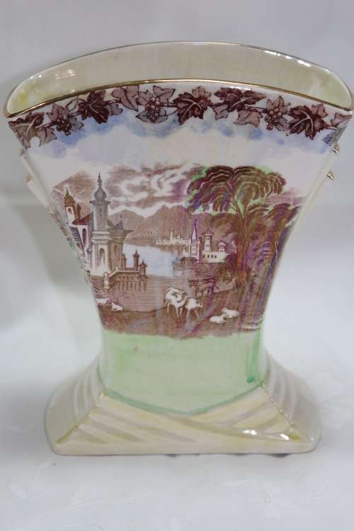 Ultra Rare Maling Venice Scenes Lustre Glazed Vase 1932-1934 - No Damage!