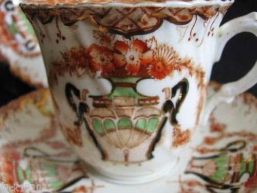 Ultra Rare ! Victorian WM Hudson of Sutherland Imari Tea Trio. Circa 1900