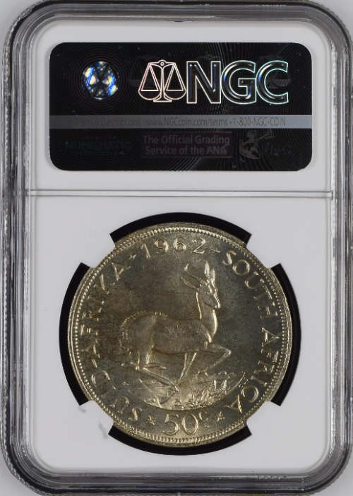 South Africa Silver 1962 Crown / 50 cent NGC Graded PL66