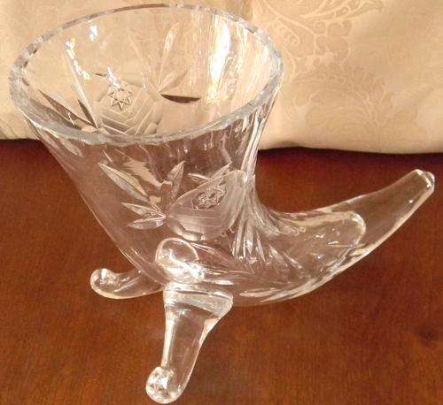 Stunning Rose Cut Crystal "Horn of Plenty" Vase, So very Rare without Damage - Pristine Condition!