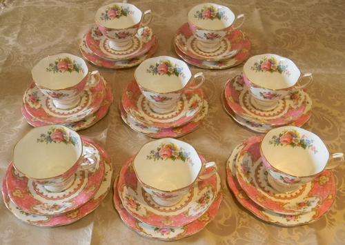 Ultra Rare 1940 Royal Albert Lady Carlyle Tea Trios - 8 Available - Bid Per Trio!