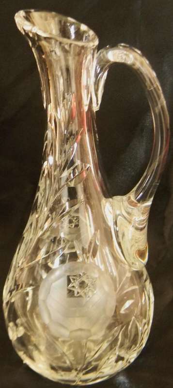 Stunning Rose Cut Crystal Water Pitcher / Vase Heavy - Perfect!