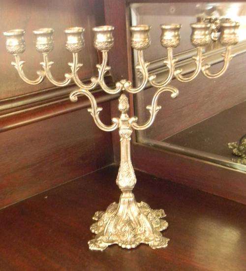 Stunning Large Ornate Silver Plated 8 Tier Candlelabra - Judaic style