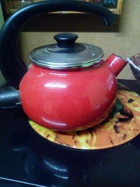 vintage red kettle