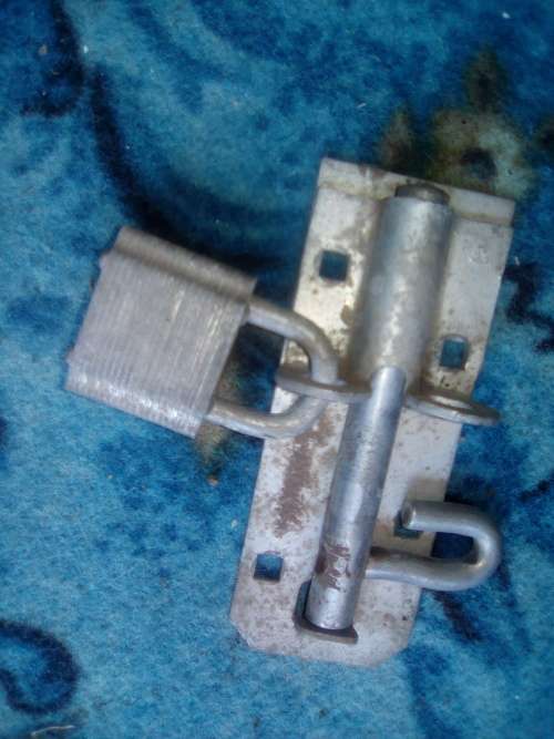 vintage padlock with safety door clip