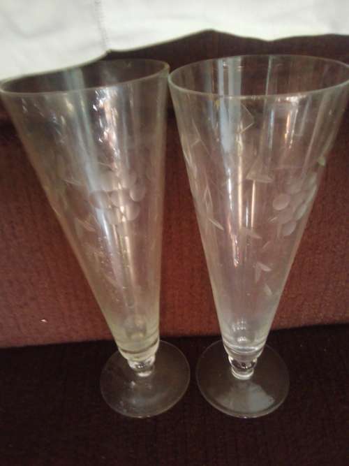 2 vintage  champagne glasses