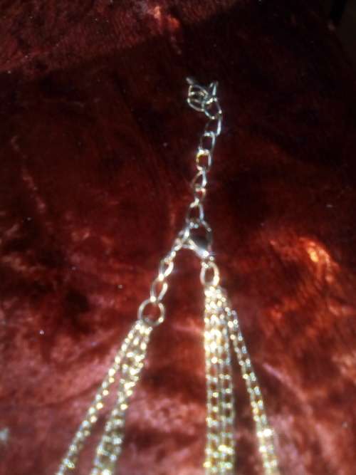 VINTAGE   GOLD  3 LAYER CHAIN  WITH BLACK ONYX STONES