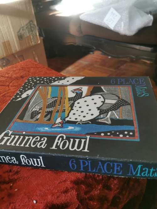 6 GUINEA FOWL PLACE MATS IN ORIGINAL BOX