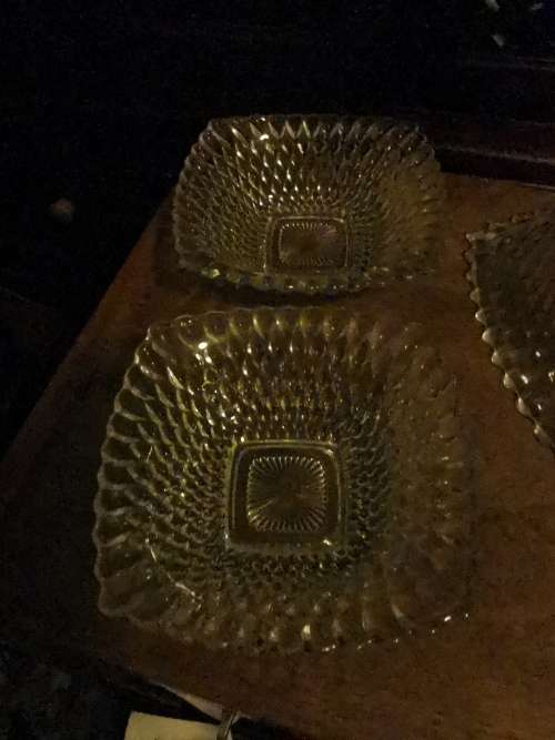 2  VINTAGE SMALL THICK GLASS BOWLS