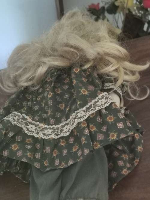 VINTAGE PORCELAIN DOLL WITH STAND