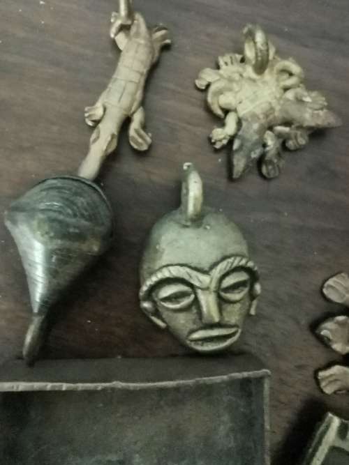 6 SMALL  VINTAGE AFRICAN ART BRONZE ASHANTI CASTINGS