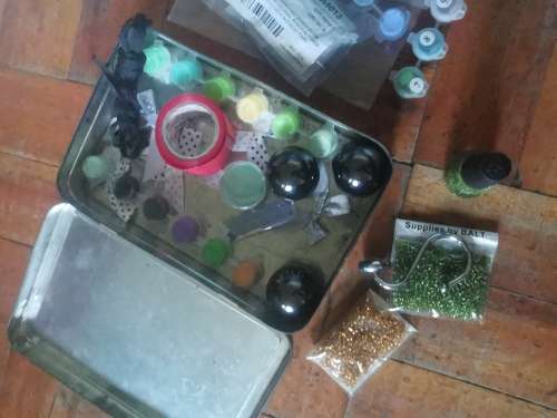 VINTAGE TIN WITH GOODS