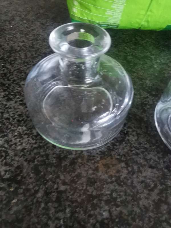 2 SMALL GLASS BATHSALT HOLDERS