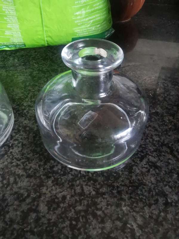 2 SMALL GLASS BATHSALT HOLDERS