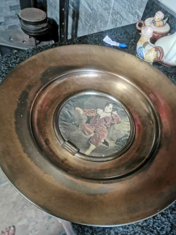 VINTAGEBRASS WALL HANGING WITH PRINT OF MASTER LAMBTON