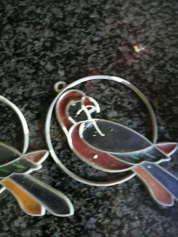 3 vintage  hanging birds