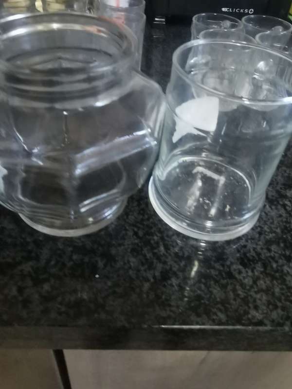 2 VINTAGE GLASS HOLDERS WITH LIDS