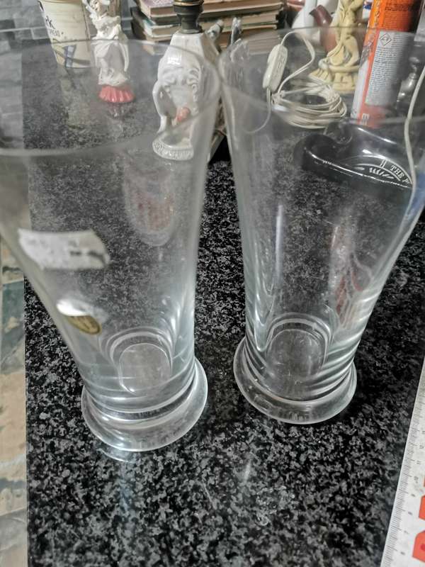 2 BOHEMIA GLASS FLOWER VASES