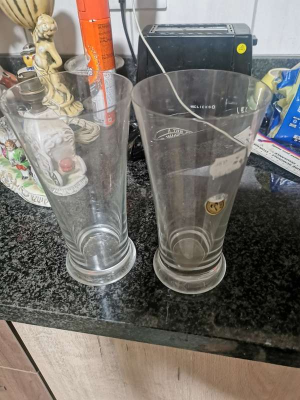 2 BOHEMIA GLASS FLOWER VASES