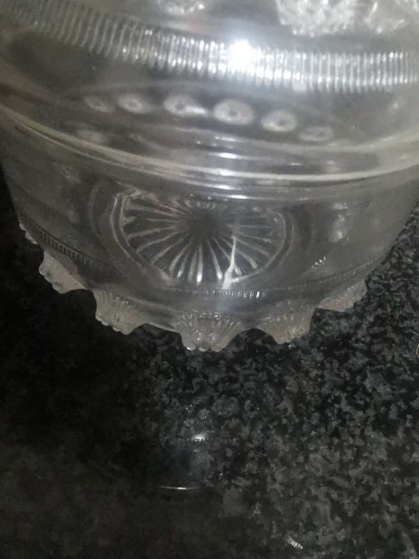 VINTAGE DETAILED GLASS BUTTER DISH