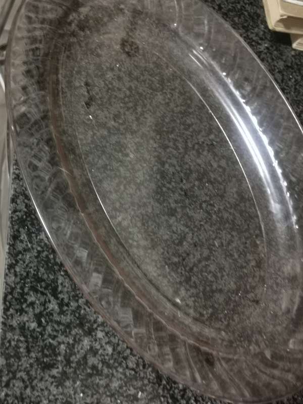 2 VINTAGE PINK OVAL ARCOROC GLASS PLATTERS