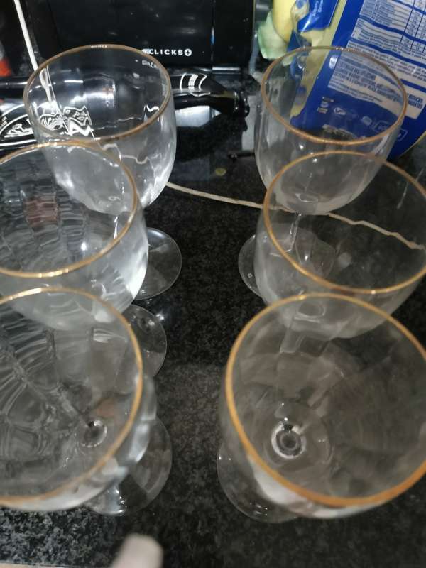 6 GILDED BRANDY GLASSES