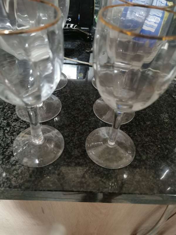 6 GILDED BRANDY GLASSES