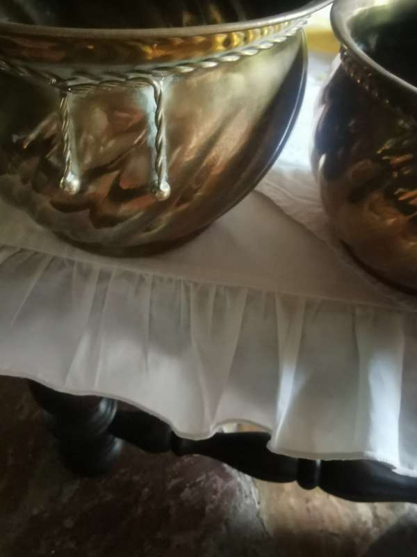 3 vintage brass planters