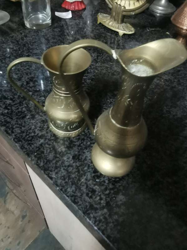 2 Vintage small brass vases